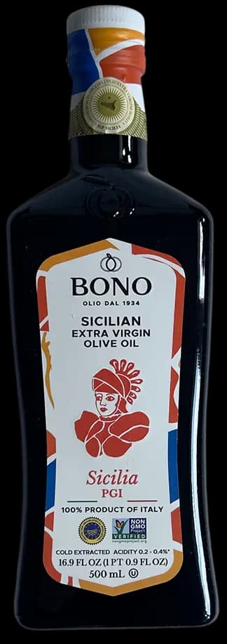 Bottle of Sicilian extra virgin olive oil